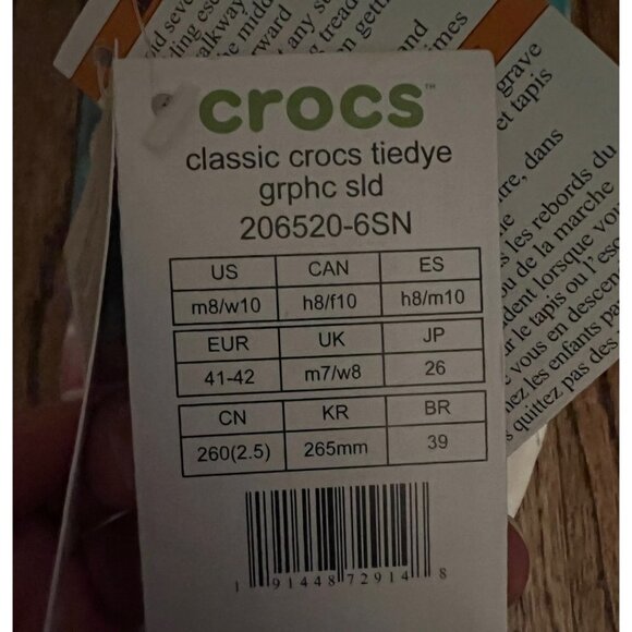 NEW Crocs | Classic Tiedye Graphic Slide Sz M8/W10‎ - Picture 2 of 4